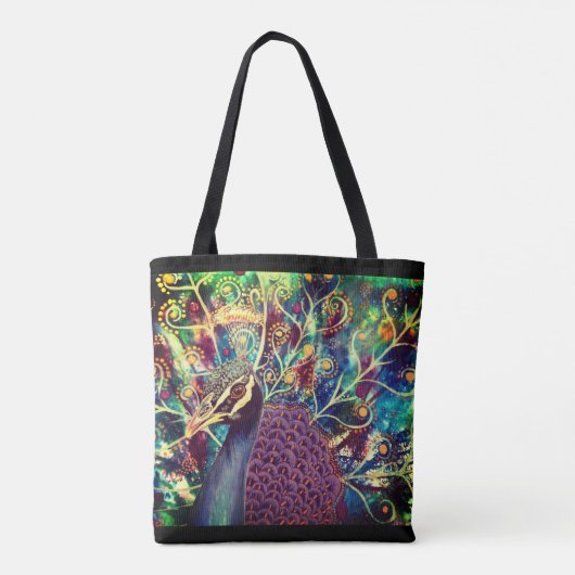Peacock kaleidoscoop kleurrijk boho artistiek tote bag (Achterkant)