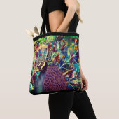 Peacock kaleidoscoop kleurrijk boho artistiek tote bag (Dichtbij)