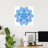 Peacock Kaleidoscope Flower Poster (Thuiskantoor)