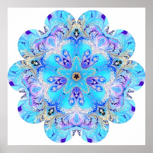 Peacock Kaleidoscope Flower Poster (Voorkant)