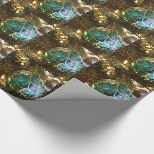 Peacock Kerstmis Cadeaupapier (Hoek)