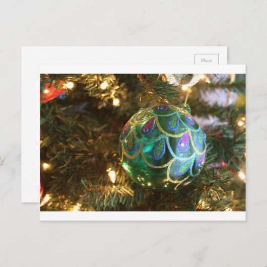 Peacock Kerstmis Feestdagenkaart (Voorkant / Achterkant)