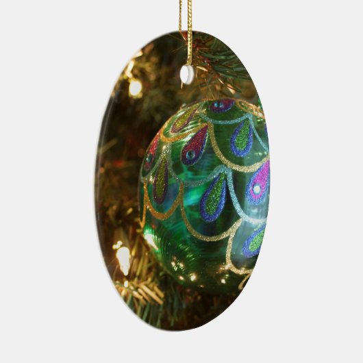 Peacock Kerstmis Keramisch Ornament (Rechts)