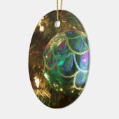 Peacock Kerstmis Keramisch Ornament (Links)