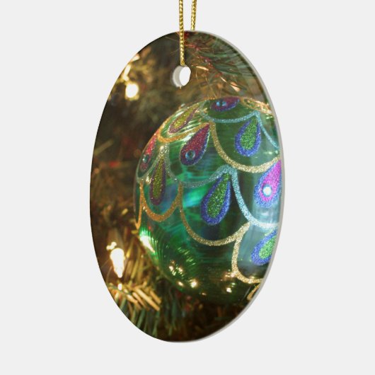 Peacock Kerstmis Keramisch Ornament (Links)