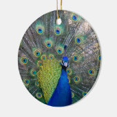 Peacock Kerstmis Keramisch Ornament (Links)
