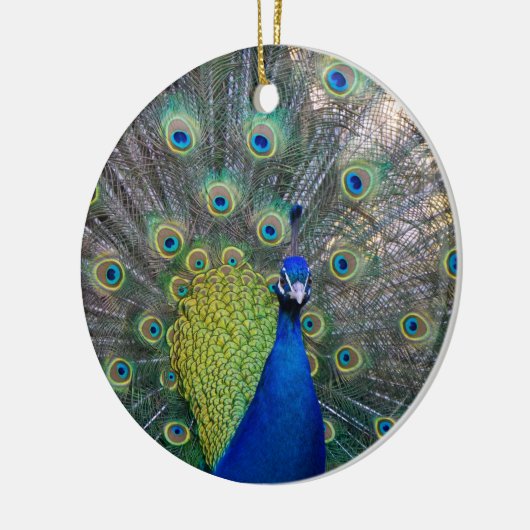 Peacock Kerstmis Keramisch Ornament (Links)