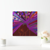 Peacock King Vierkante Klok (Huis)