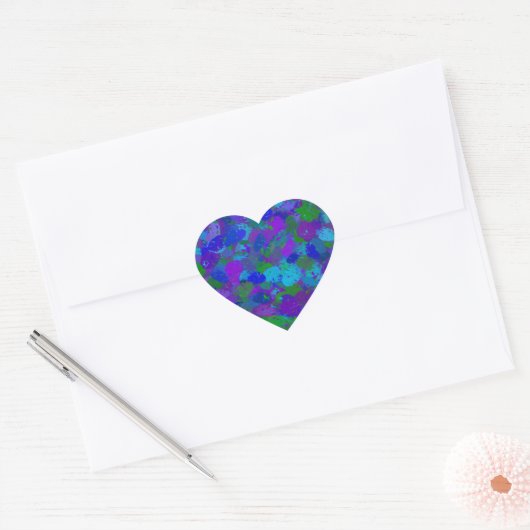 Peacock-kleur Hart Sticker (Envelop)