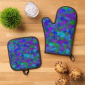 Peacock-kleur Ovenwant & Pannenlap Set (Top down)
