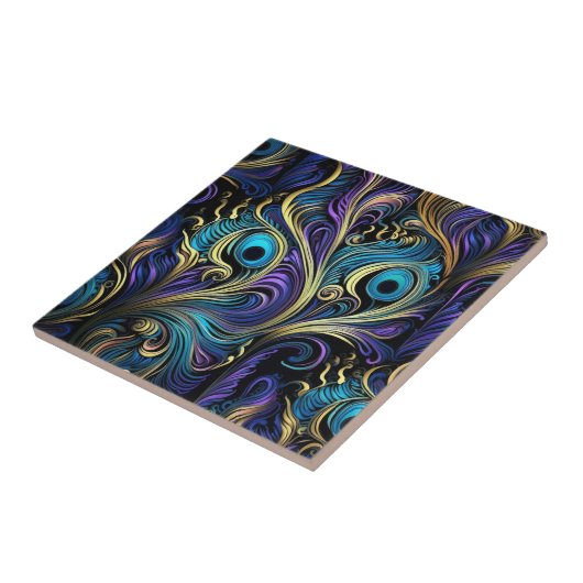 Peacock kleurrijk patroon tegeltje (Zijkant)