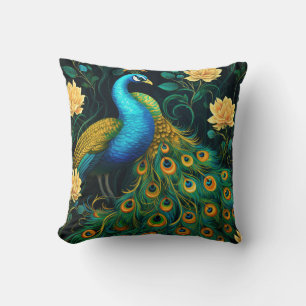 Peacock kleurrijke blauwe illustratie kussen