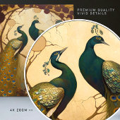 Peacock Klimt Gold Green Wall Decor Art Nouveau Tegeltje