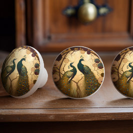 Peacock Klimt Goud Groen Decor Art Nouveau Keramische Knop