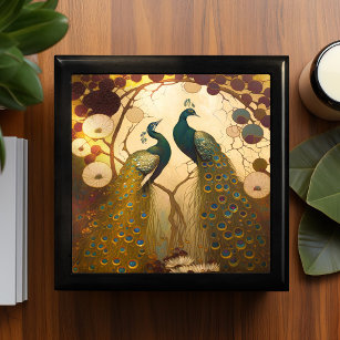 Peacock Klimt Gouden Groene Art Nouveau Vogels Cadeaudoosje