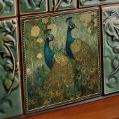 Peacock Klimt Wall Decor Impressionist Art Nouveau Tegeltje