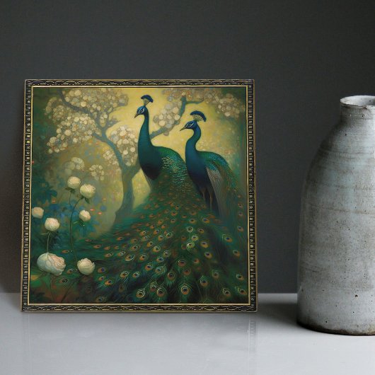 Peacock Klimt Wall Decor Impressionist Art Nouveau Tegeltje