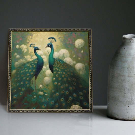 Peacock Klimt Wall Decor Impressionist Art Nouveau Tegeltje
