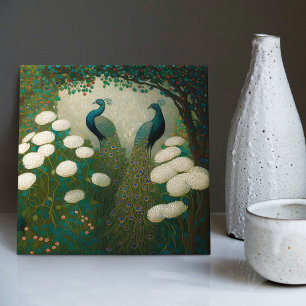 Peacock Klimt Wall Decor Repo Art Nouveau Tegeltje