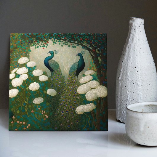 Peacock Klimt Wall Decor Repo Art Nouveau Tegeltje