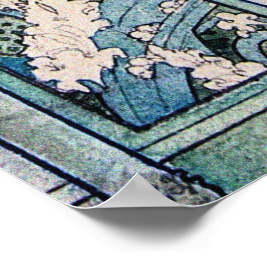 Peacock, Kranen, en Zonnebloemen  Ontwerp Poster (Hoek)