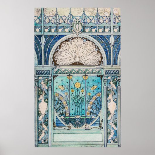 Peacock, Kranen, en Zonnebloemen  Ontwerp Poster (Voorkant)