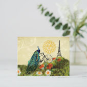 peacock-kunst met Eiffeltoren Briefkaart (Staand voorkant)
