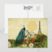 peacock-kunst met Eiffeltoren Briefkaart (Voorkant / Achterkant)
