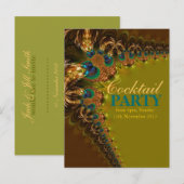 Peacock Lace Cocktail Party Briefkaart Invitations (Voorkant / Achterkant)