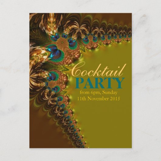 Peacock Lace Cocktail Party Briefkaart Invitations (Voorkant)