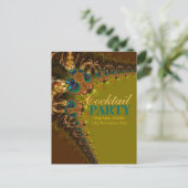 Peacock Lace Cocktail Party Briefkaart Invitations (Staand voorkant)