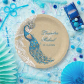 Peacock Lace Elegance 2 aangepaste papieren Borden Bordje (Feest)