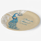 Peacock Lace Elegance 2 aangepaste papieren Borden Bordje (Gekanteld)