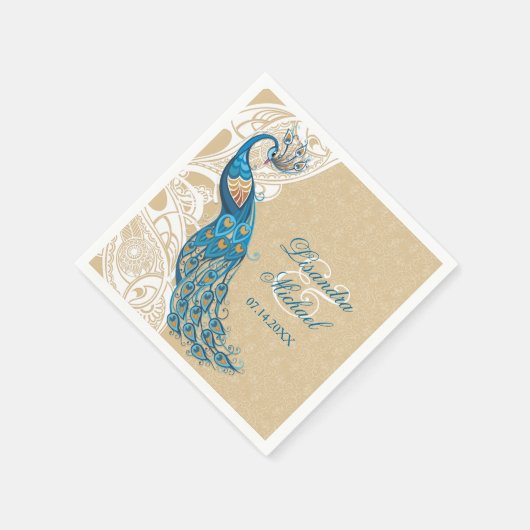 Peacock Lace Elegance 2 Bruiloft servetten (Hoek)