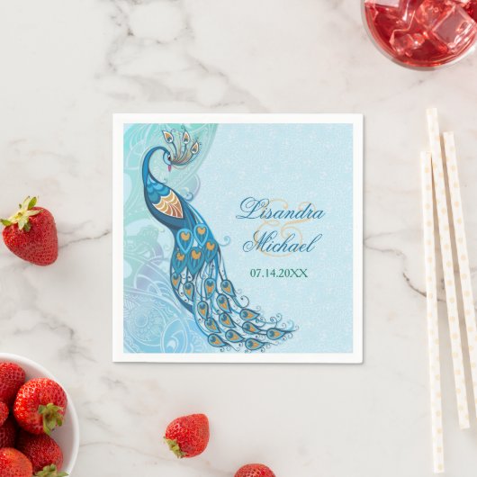 Peacock Lace Elegance Bruiloft Servetten (Insitu)