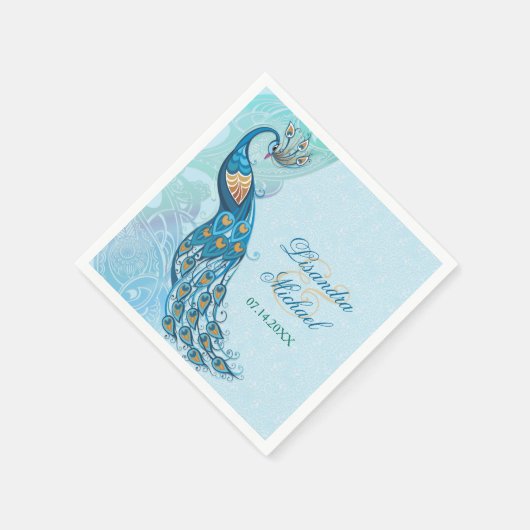 Peacock Lace Elegance Bruiloft Servetten (Hoek)