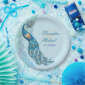 Peacock Lace Elegance Custom Papier Borden Papieren Bordje (Feest)