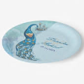 Peacock Lace Elegance Custom Papier Borden Papieren Bordje (Gekanteld)