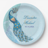 Peacock Lace Elegance Custom Papier Borden Papieren Bordje (Voorkant)