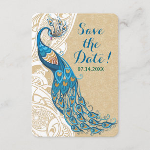 Peacock Lace Elegance Wedding Save the Date Kaart