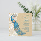 Peacock Lace Elegantie 2 bruiloft uitnodiging (Staand voorkant)