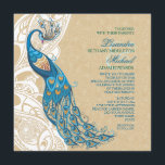 Peacock Lace Elegantie 2 bruiloft uitnodiging<br><div class="desc">Elegant Peacock en kanten thema met een Art Nouveau gevoel. Mooie Aqua en blauwgroen tinten met wit geschoven zijpaneel. Achtergrond is een delicate toon op de kleur van het toonkant floraal over zand. Pas de uitnodiging aan met de tijd, datum, locatie, ontvangst en andere informatie. * Let op... als u...</div>