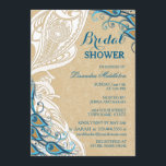 Peacock Lace Elegantie 2 Vrijgezellenfeest Kaart<br><div class="desc">Elegant Peacock en kanten thema met een Art Nouveau gevoel. Mooie Aqua en blauwgroen tinten met wit geschoven zijpaneel. Achtergrond is een delicate toon op toon kant bloemig over zand achtergrond. Deze bruidsdoucheuitnodiging maakt deel uit van het Peacock Lace Elegance 2-Collectie en bijbehorende items zijn te vinden in mijn winkel....</div>