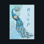 Peacock Lace Elegantie Bruiloft RSVP Informatiekaartje<br><div class="desc">Elegant Peacock en kanten thema met een Art Nouveau gevoel. Mooie Aqua en blauwgroen tinten met een vleugje paarse. Achtergrond is een delicate toon op toon kant bloemenpatroon met bijpassende kaart terug. Pas achtertekst aan met uw RSVP-datumtijd en voer keuzes in. Dit ontwerp is ook verkrijgbaar op 3, 5 x...</div>