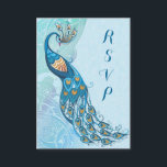 Peacock Lace Elegantie Bruiloft RSVP Informatiekaartje<br><div class="desc">Elegant Peacock en kanten thema met een Art Nouveau gevoel. Mooie Aqua en blauwgroen tinten met een vleugje paarse. Achtergrond is een delicate toon op toon kant bloemenpatroon met bijpassende kaart terug. Pas achtertekst aan met uw RSVP-datumtijd en voer keuzes in. Dit ontwerp is ook verkrijgbaar op 3, 5 x...</div>