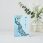 Peacock Lace Elegantie Bruiloft RSVP Informatiekaartje (Staand voorkant)
