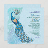 Peacock Lace Elegantie Bruiloft Uitnodiging (Voorkant / Achterkant)