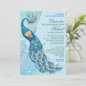 Peacock Lace Elegantie Bruiloft Uitnodiging (Staand voorkant)