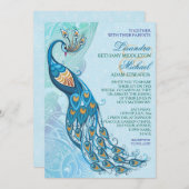 Peacock Lace Elegantie Bruiloft Uitnodiging (Voorkant / Achterkant)