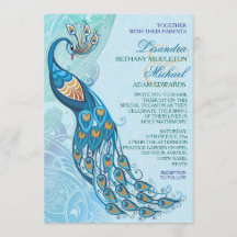 Peacock Lace Elegantie Bruiloft Uitnodiging